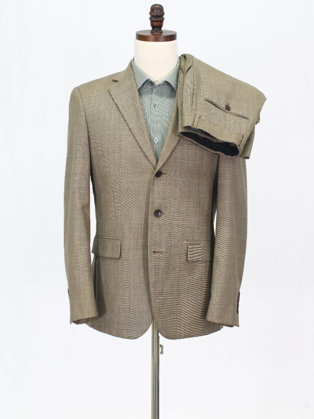 Perry Ellis 36R 32x31 Brown Full Suit 3-Button Solid R968